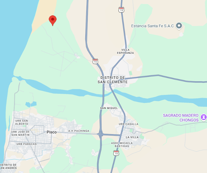Mapa de Ubicación Nuevo Amanecer - San Clemente, Pisco